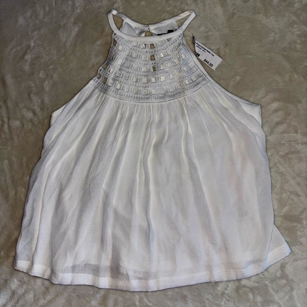 Wishlist Boho Crochet White Flowy Whimsical Tank Top Size Medium NWT
